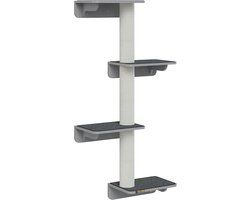 Wandkrabpaal - 66 x 28 x 137 cm - Wandmontage van Hout - Lichtgrijs Beige - Ideaal voor Kattenliefhebbers