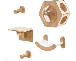 Krabpaal: Wandplanken voor Katten - Kattenmeubel Krabmeubel - Klimmen en Rusten - Ruimtebesparend Ontwerp - 100 x 50 x 30 cm