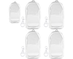 Waterproof PVC Poppenhandtassen met Pompon en Sleutelhanger - Set van 4, 19.5x10.5cm, Beschermende Tassen voor Verzamelaars en Speelgoed