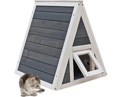 Weerbestendig kattenhuis van hout voor buiten - 51 x 50,5 x 48,5 cm