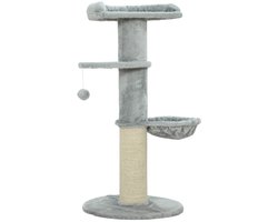 Wishdor - Kattenkrabpaal - Meerdelig Met Hangmat En Schuilplek - Voor Binnen - Polyester En Sisal - Lichtgrijs - 48 X 48 X 103,5 Cm