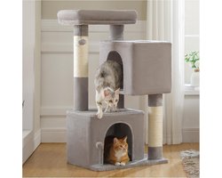 XL Kattenboom 112 cm met 2 Ruime Grotten en Dikke Krabpalen - Stevige Kattentoren voor Grote Katten en Kittens