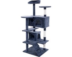 XL Krabpaal Kattenboom 130 cm met Speelplekken en Verstop-holtes Donkergrijs