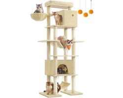 XXL Krabpaal 201 cm Hoog met Platform, 2 Grotten en 2 Hangmatten