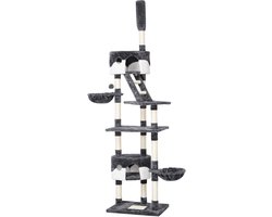 XXL Krabpaal Kat Klimboom Verstelbare Hoogte 228-255 cm - met Katafkoetjes en Hangmatten