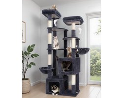 XXL Krabpaal voor Grote Katten (Maine Coon) 189cm Hoog - Meerdere Rustplekken en Krabzones - Donkergrijs
