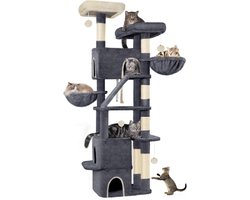 XXL Krabpaal voor Grote Katten met 7 Trappen en 3 Holtes - Donkergrijs