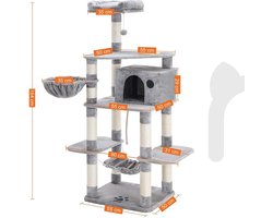 XXL Krabpaal voor Meerdere Katte - 90 x 50 x 164 cm - Lichtgrijs