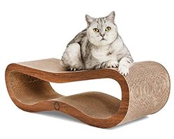 XXL Krabplank Lounge 2.0 in Bruine Houtlook | Kat Meubilair met Kattenkruid | 84 x 24 x 23 cm