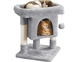 Yaheetech Krabpaal 60 cm kattenboom stabiele klimboom met sisalstammen pluche ligmand