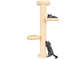 YYchan krabpaal voor grote katten - krabpaal Muurbevestiging - krabpaal hout - H 185cm - Paal Ø 20 cm - Beige