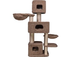 Krabpaal: Zoodis Ebba 164 Krabpaal met 3 Kattenhuizen en Hangmat | Luxe Krabboom voor Katten | Sisal Krabpalen | Meerdere Ligplaatsen | Bruin