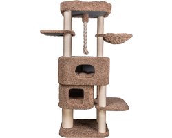 Krabpaal: Zoodis Ida 158 Krabpaal met 2 Kattenhuizen en Hangmat | Luxe Krabboom voor Katten | Sisal Krabpalen | Meerdere Ligplaatsen | Bruin